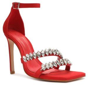 SCHUTZ Linsey Red Nubuck Embellished Sandals